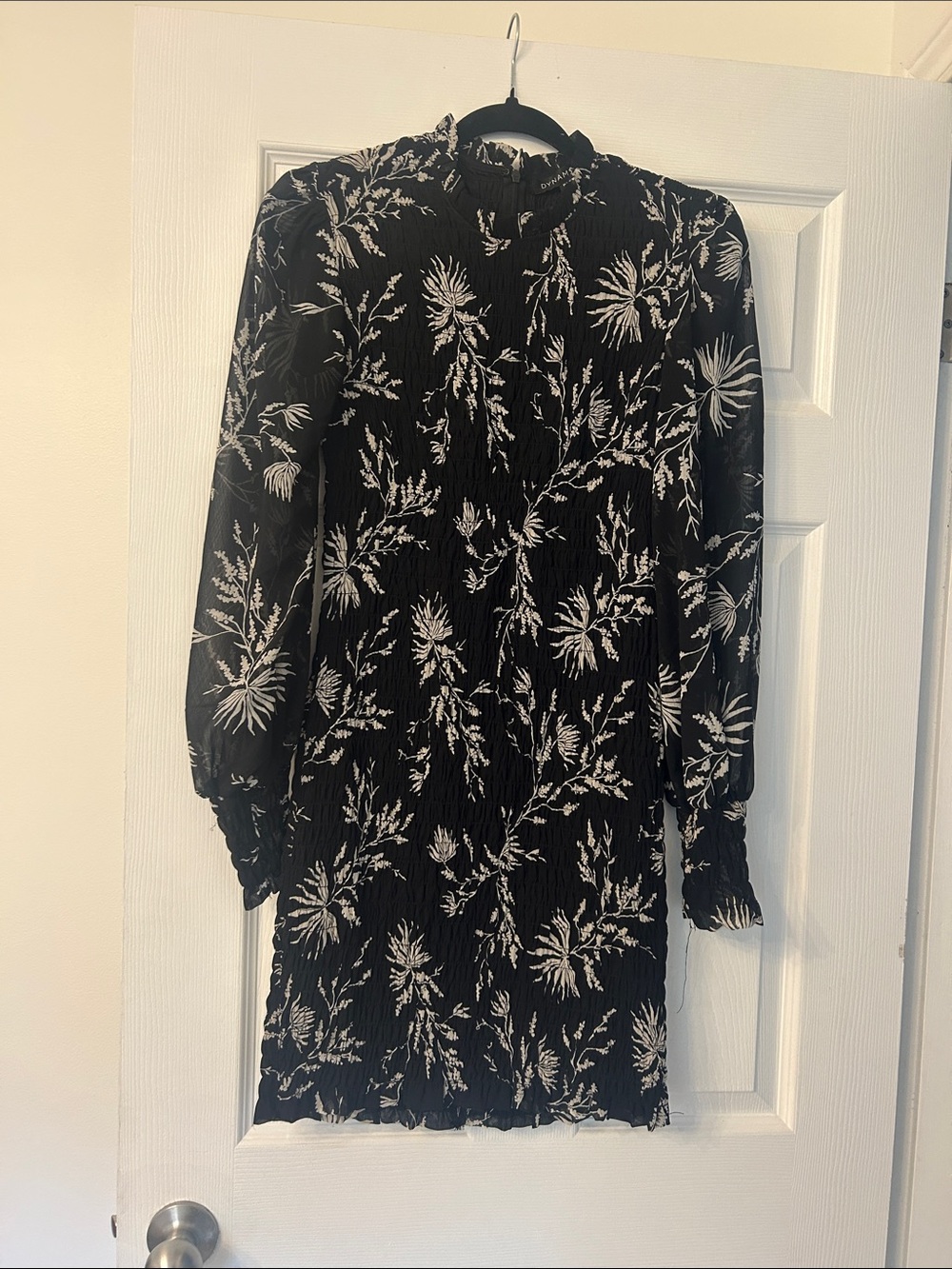 Dynamite Black Mini Dress with White Floral Print